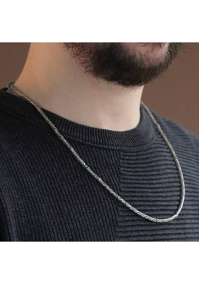 Tesbihane 925 Ayar Gümüş 60 Cm Uzunluk 2 Mm Genişlik 80 Mikron Kalınlık Erkek Kral Zincir