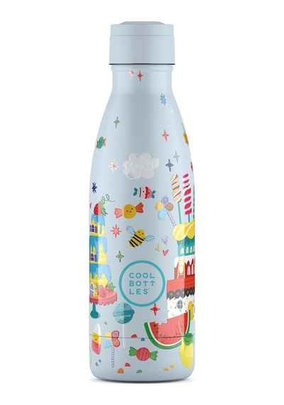 Cool Bottles Çelik Termos Pipetli Matara - The Kids Bottle - Candy Land 350ml Mavi