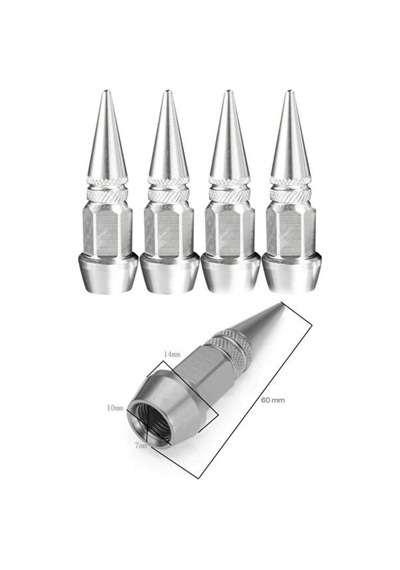 Sivri Sibop Kapağı Silver Metal 4 Lü Set Universal Lastik Sibop Koruyucu Kapak