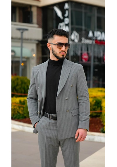 Dupont Classics Dupont Erkek Slim Fit 6 Drop Kruvaze Sivri Yaka Çift Yırtmaç Takım Elbise Gri Dupont Classics Dupont Erkek Slim Fit 6 Drop Kruvaze Sivri Yaka Çift Yırtmaç Takım Elbise Gri