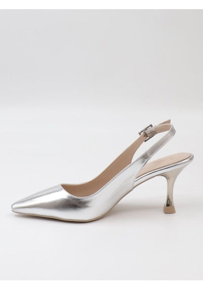 Nesilshoes Nesil Shoes Özma 202 Gümüş Topuklu Kadın Sandalet GÜMÜŞ