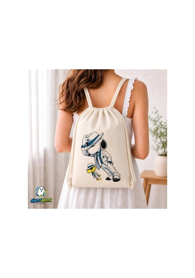 Ghostbastır Design Snoopy Büzgülü Keten Çanta C283 Bej