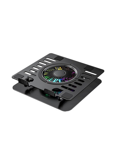 Addison Ad-rc36 Fanlı Rgb Işıklı 360 Derece Dönebilen Ayarlanabilir Çelik/alüminyum + Kaymaz Silikon Ped Metal Laptop Stand Rc36 Siyah