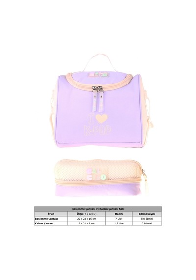 Calacilo K-pop Lilac Kız Çocuk Lila Renk Beslenme Çantası Ve Kalemlik Seti - Setcc-c4105