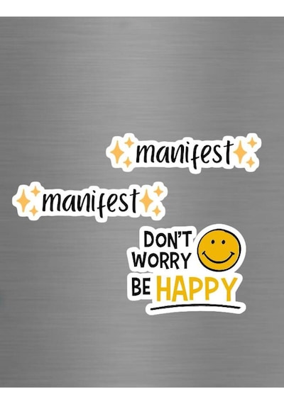Manifest Don't Worry Be Happy Yazılı Motivasyon Sözlü Süs Buzdolabı Magneti