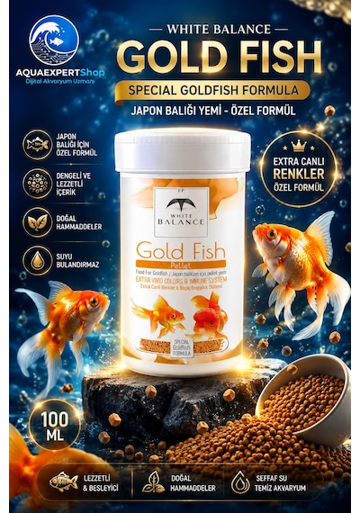 White Balance - Japon Balığı Yemi - Gold Fish Pellets - Özel Formül - Tüm Japon Balığı Türleri İçin Uygundur