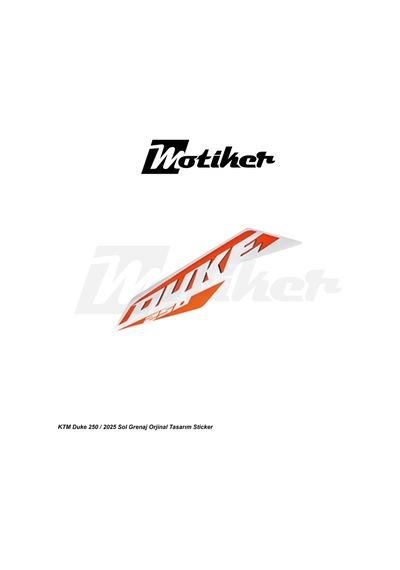 Ktm Duke 250 2025 Beyaz Sticker Etiket Tasarım Modeli Sol