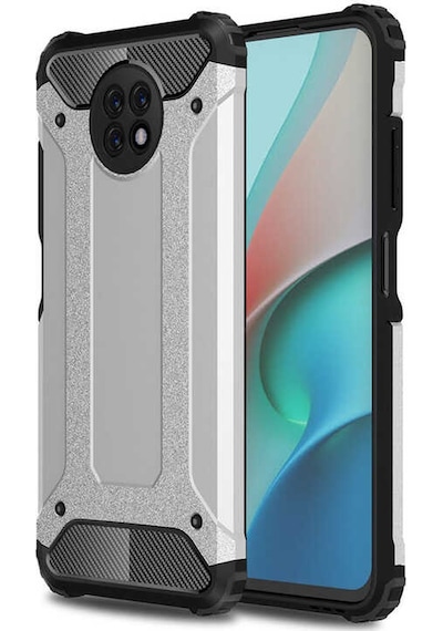 Noktaks - Redmi Note 9 5g Uyumlu - Kılıf Çift Katman Zırh Tank Crash Military Kapak - Gri Gri