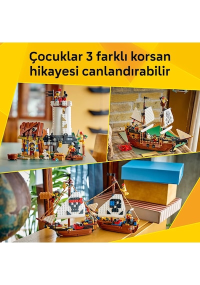LEGO® Creator 3’ü 1 Arada İkonik Korsan Gemisi 31387 - 9+ Yaş için Kale veya İki Gemi Olabilen Oyuncak Yapım Seti (1074 Parça)