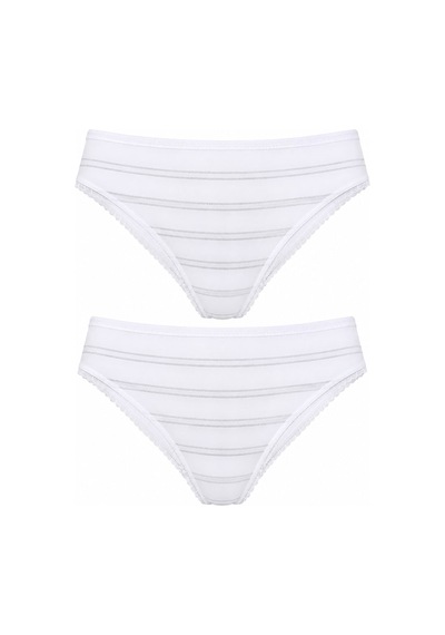 2Li Kadın Sim Çizgili Slip Yüksek Bel Ince Lastik Ekonomik
