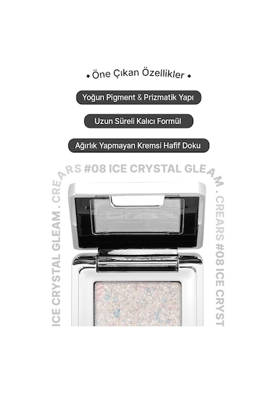 Mücevher Parlaklığında Yoğun Pigmentli Tekli Far Cre'ars Glitter Bomb Eyeshadow 08 Ice Crystal Gleam 71317240