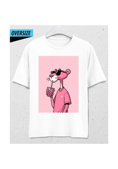 Pink Panther Oversize Tişört Beyaz L Beden Beyaz