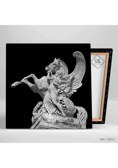 Pegasus Heykel Yunan Mitoloji Kanatlı At Kanvas Tablo 100x100 Cm