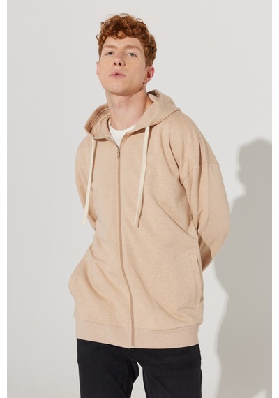AC&Co / Altınyıldız Classics Erkek Sütlü Kahve Oversize Fit Bol Kesim Kapüşonlu Yaka %100 Pamuk Fermuarlı Sweatshirt Kahverengi AC&Co / Altınyıldız Classics Erkek Sütlü Kahve Oversize Fit Bol Kesim Kapüşonlu Yaka %100 Pamuk Fermuarlı Sweatshirt Kahverengi