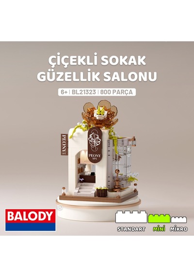 Balody Çiçekli Sokak Serisi Güzellik Salonu Bl21323 Mini Blok Yapı Oyuncakları Seti
