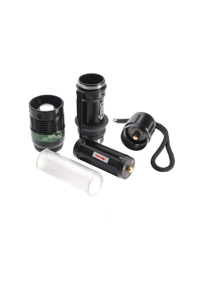 Wealthglow Guangdong Spirit Cree Q5 Led 1000lm 7w Zumlanabilir 18650 Aaa El Feneri Siyah