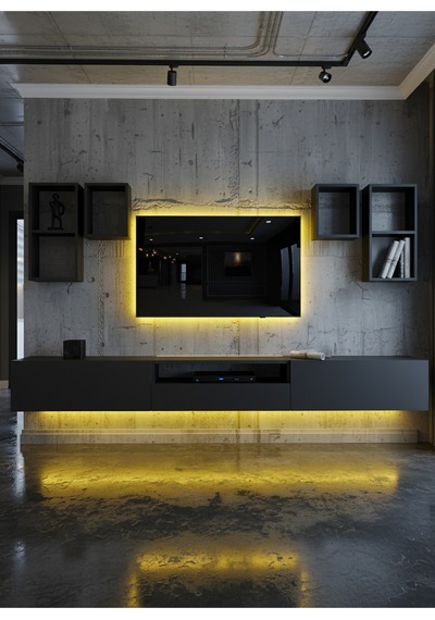 Resital Duvara Monte Ledli 270 Cm Tv Ünitesi Duvar Raflı - Ll6031 Antrasit