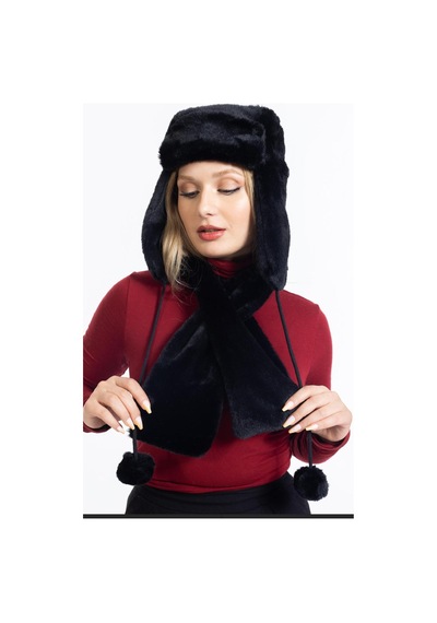 Ladycolor Çantadepo Peluş Kalpak Atıkılı Takım Siyah