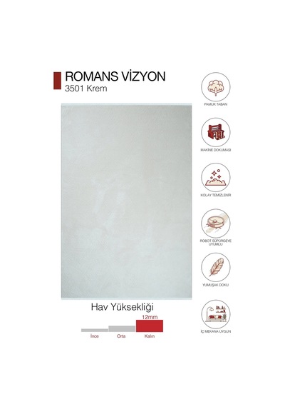 Hoom Rugs Vizyon 3501 Krem Modern Akrilik Halı