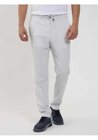 Dufy Lacivert Erkek Slim Fit Çizgili Pantolon - 104530-lacivert Lacivert