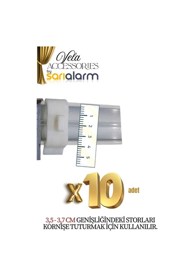 Vela - Zebra Ve Stor Perde Montaj Aparatı Takmatik - Portray 10 Adet Dar Kasa- 3,5 Cm Beyaz
