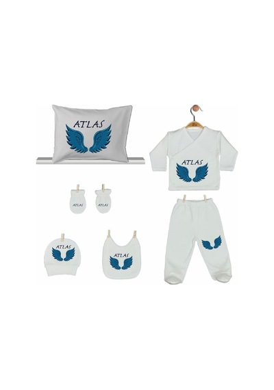 Pia Baby Gl 2204 İsme Özel Yastık Zıbın Set Mavi
