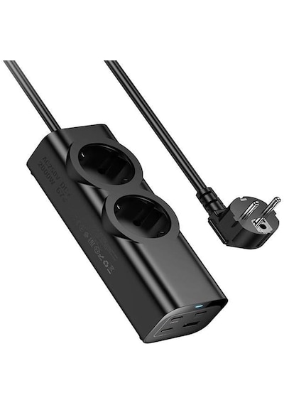 2 Li Akım Korumalı Çoklu Priz 4 Usb Çıkışlı 2200w Hızlı Şarj Destekli Kompakt Tasarım Siyah 1 - 3 M