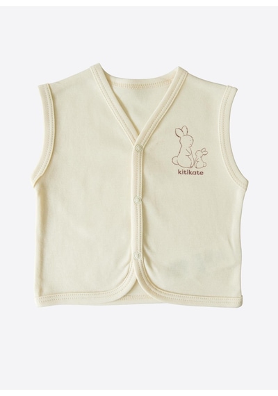 Organik New Basic Yelek Natural Krem