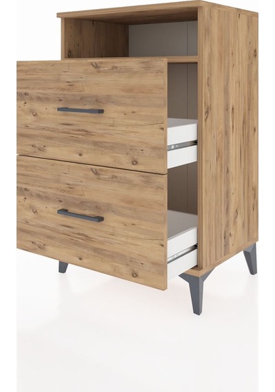 Hyperion Komodin Tek Raflı 2 Çekmeceli 60x44x96 Çam-çam Çam
