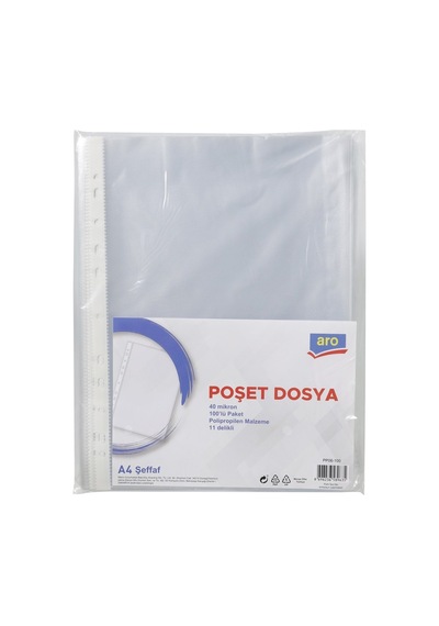 Aro Poşet Dosya 100 Lü - Fotokopi Çekilebilir, Delikli Şeritli 6'li Avantaj Paketi - 6 Adet Tarı 100 adet