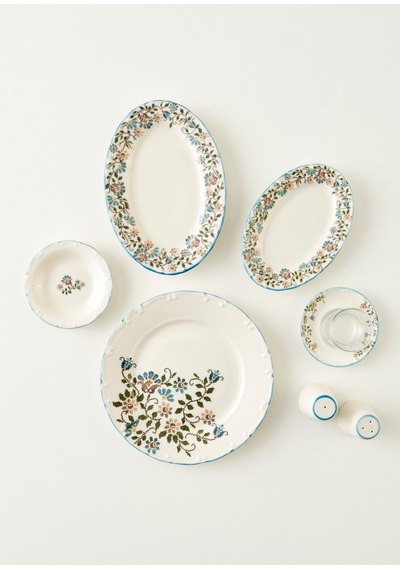 Bella Maison Vintage Porselen 52 Parça 12 Kişilik Kahvaltı Takımı Mavi Mavi