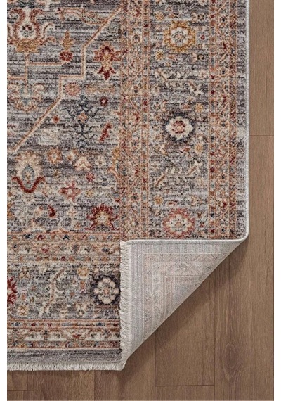 Renkli Vintage Modern Salon Koridor Yatak Ve Oturma Odası Halısı Gri