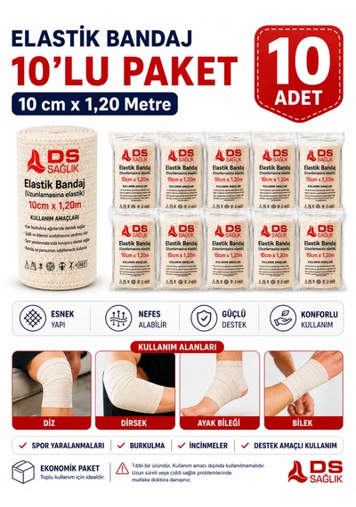 Elastik Bandaj 10x 1,20 Metre 10'lu Ds Sağlık