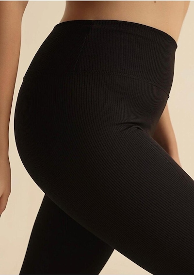 Pantofit Fitilli Yüksek Bel Kadın Tayt Premium Signature Esnek Ribana Günlük & Spor Şıklık Krem