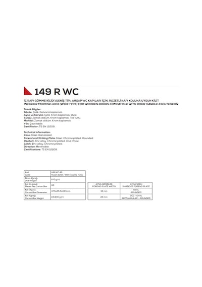 Kale 149 R Wc Kilidi 45mm Oval Krom