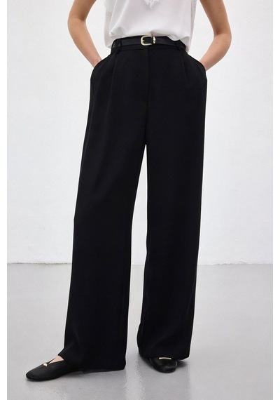 Sateen Luna Krep Pantolon - Siyah-136965 siyah
