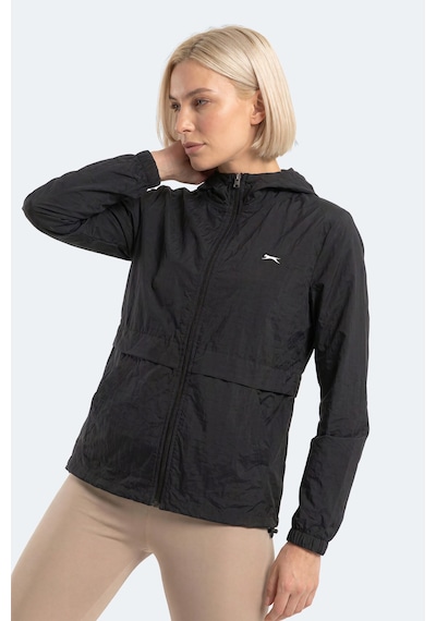 Slazenger Raıd Kadın Kapüşonlu Fermuarlı Siyah Rüzgarlık