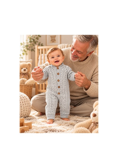 Genel Markalar Saç Örgü Desenli Gri Bebek Tulum Açık Mavi - 926701756 Açık Mavi