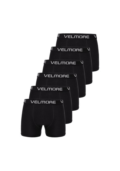 Velmore 6 Lı Kutu Premium Erkek Boxer Likralı Ve Pamuklu İç Giyim Siyah