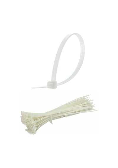 Plastik Kelepçe Cırt Kablo Bağı Beyaz 2.5x100 Mm 10 Cm 100 Adet