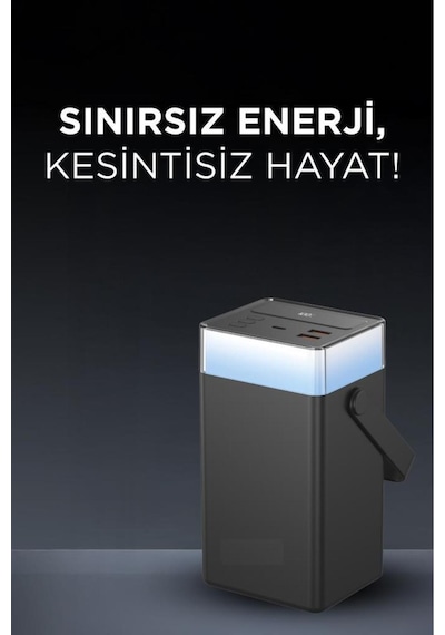 1061 60.000 Mah Type-c Lightning 22,5 W Hızlı Şarj Rgb Led Işıklı Powerbank Siyah Beyaz