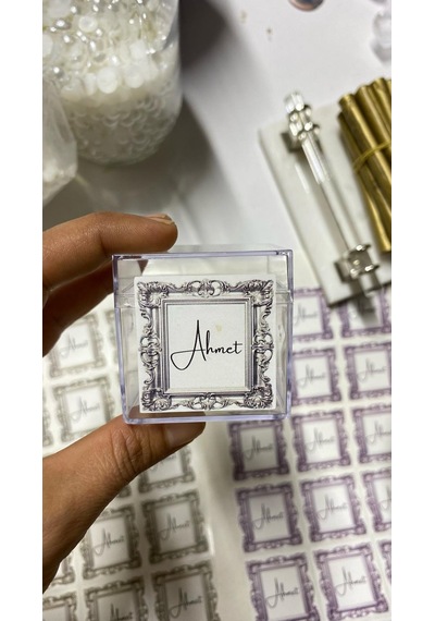Çikolata Ve Mum Kutu Etiketi 3,5x3,5 Cm 70 Adet Söz, Kına, Nişan Düğün - Arletikettasarım Beyaz