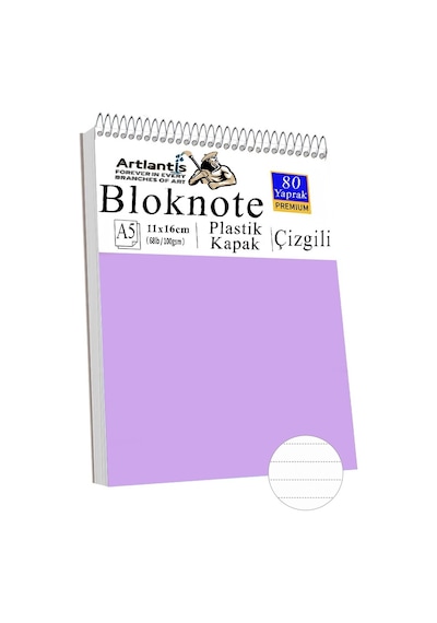 Telli Masaüstü Not Defteri Çizgili A5 Orta Boy 1 Adet Masa Üstü Plastik Kapaklı Spiralli Bloknot Blocknote 80 Yaprak Lila