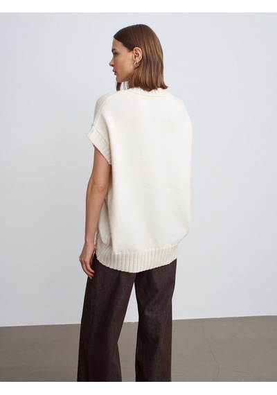Dilvin 10839 Yün Karışımlı Oversize Süveter-ekru Ekru