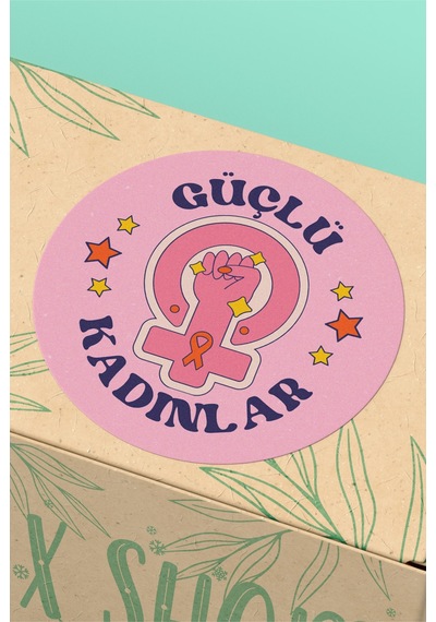 Güçlü Kadınlar Yuvarlak Sticker Paket Etiketi 3x3cm St2419 Çok Renkli