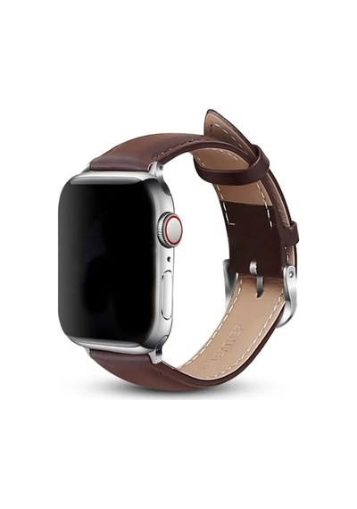 Apple Watch 42mm Uyumlu Nl26 Deri Kordon - Kahverengi