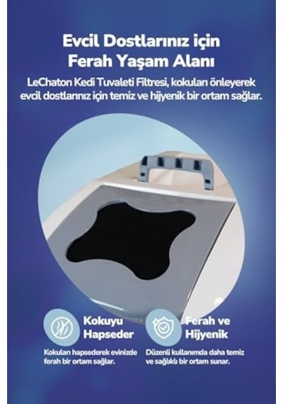 Xxl Büyük Boy Kapalı Kedi Tuvaleti İçin 2'li Filtre 13x14 Cm 6 Mm