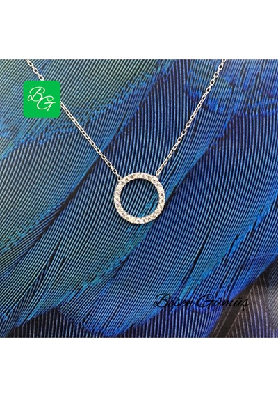 Taşlı Yuvarlak Kolye Rose - Gold -  Gümüş