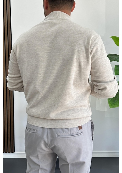 Edwox Erkek Yarım Balıkçı Normal Kalıp Kazak Krem Edw409 Krem