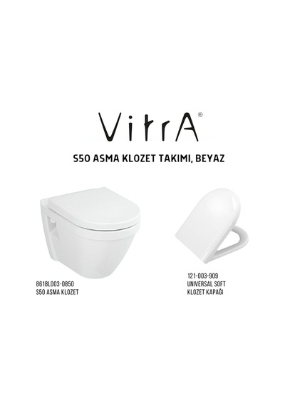 S50 Asma Klozet 5618l003-0850, VitrA Universal Soft Klozet Kapağı 121-003-909